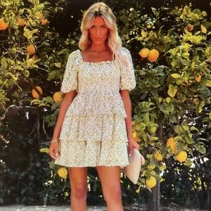 NWT Vici Puff Sleeve Tiered Babydoll Dress Size S